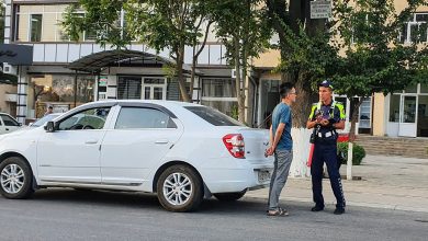 За что инспектор ГАИ может остановить автомобиль? - 4 Инспектор ГАИ разговаривает с водителем в Ташкенте