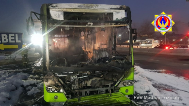 В Ташкенте сгорел автобус