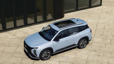 Голубой кроссовер Hyundai Mufasa с панорамной крышей, вид сверху