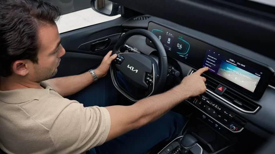Салон Kia K3: руль, приборная панель и экран мультимедиа